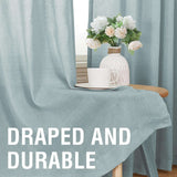 Turquoize Classic Natural Linen Privacy Curtains Light Filtering for Living Room 2 Panels Back Tab, 52" x 63" , Cloud Blue