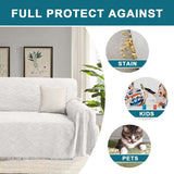 Turquoize Washable Sectional Slipcovers with Geometric Jacquard Pattern Tassel(XX-Large: 91"x 134",White)