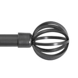 Turquoize Standard Single Adjustable Window Curtain Rod Set 3/4 in Diameter with Round Cage Finials, 28-48 in, Black