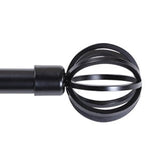 Turquoize Standard Single Adjustable Window Curtain Rod Set 3/4 in Diameter with Round Cage Finials, 28-48 in, Black