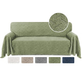 Cotton Sofa Cover Couch Cover Grey Couch Protector Sofa Throw Cover for Couches Washable Sectional Sofa Couch Covers for Dogs Feature Geometrical Woven Jacquard Fabric (91"x 134",XL Sofa)