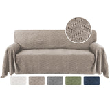 Cotton Sofa Cover Couch Cover Grey Couch Protector Sofa Throw Cover for Couches Washable Sectional Sofa Couch Covers for Dogs Feature Geometrical Woven Jacquard Fabric (91"x 134",XL Sofa)