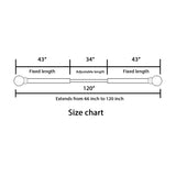 Turquoize Standard Single Rod Curtain Rod Set for Windows 66 to 120 inch, 3/4 inch Diameter with Acrylic Faceted Finials, Pewter