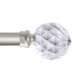 Turquoize Standard Single Rod Curtain Rod Set for Windows 66 to 120 inch, 3/4 inch Diameter with Acrylic Faceted Finials, Pewter