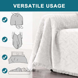 Turquoize Washable Sectional Slipcovers with Geometric Jacquard Pattern Tassel(XX-Large: 91"x 134",White)