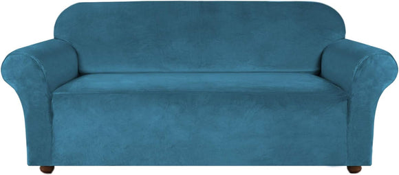 Turquoize Velvet Sofa Slipcover Stretch Couch Covers for 3 Cushion Couch Thick Soft Sofa Cover Washable Furniture Protector, Couch Covers for Dogs, Form Fit Couch Slipcover (Sofa)