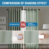 Turquoize Classic 100% Blackout Curtains, Sage Solid Print, 2 Panels, 42 x 63 In