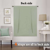 Turquoize Blackout Tie up Shades Kitchen Curtains Thermal Insulated for Bedroom, Rod Pocket 2 Panels(42" x 63",Light Sage)