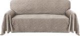 Cotton Sofa Cover Couch Cover Grey Couch Protector Sofa Throw Cover for Couches Washable Sectional Sofa Couch Covers for Dogs Feature Geometrical Woven Jacquard Fabric (91"x 134",XL Sofa)