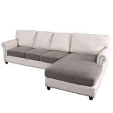 Turquoize 4-Piece Separate Slipcovers Textured Grid Polyester Blend Sectional Couch Sofa Covers for Left/Right L Shape Chaise Lounge Sofa,Taupe 3 Seater + 1 Chaise