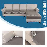Turquoize 4-Piece Separate Slipcovers Textured Grid Polyester Blend Sectional Couch Sofa Covers for Left/Right L Shape Chaise Lounge Sofa,Taupe 3 Seater + 1 Chaise
