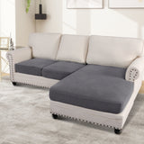 Turquoize 3-Piece Separate Slipcovers Textured Grid Stretch Non-Slip L Shape Sofa Seat Covers for Both Left/Right Sectional Couch (Seat Only: 1 Chaise + 2 Sofa,Dove）