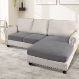 Turquoize 3-Piece Separate Slipcovers Textured Grid Stretch Non-Slip L Shape Sofa Seat Covers for Both Left/Right Sectional Couch (Seat Only: 1 Chaise + 2 Sofa,Dove）