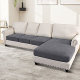 Turquoize 4-Piece Separate Slipcovers Textured Grid Polyester Blend Sectional Couch Sofa Covers for Left/Right L Shape Chaise Lounge Sofa,Taupe 3 Seater + 1 Chaise