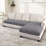 Turquoize 4-Piece Separate Slipcovers Textured Grid Polyester Blend Sectional Couch Sofa Covers for Left/Right L Shape Chaise Lounge Sofa,Taupe 3 Seater + 1 Chaise
