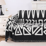 Turquoize Boho Chenille Couch Cover Washable Thick Sofa Protector Pets Friendly Furniture Cover for Large Couch ,71" x 150",Black