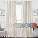 Turquoize Classic Natural Linen Privacy Curtains Light Filtering for Living Room 2 Panels Back Tab, 52" x 63" , Cloud Blue