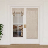 Turquoize Natural Linen Blend Semi Sheer French Door Curtains - Light Filtering Tricia Tie-Up Shade for Patio, 2 Panel (26"x68", Natural)