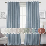 Turquoize Classic Natural Linen Privacy Curtains Light Filtering for Living Room 2 Panels Back Tab, 52" x 63" , Cloud Blue