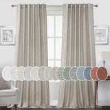 Turquoize Classic Natural Linen Privacy Curtains Light Filtering for Living Room 2 Panels Back Tab, 52" x 63" , Cloud Blue