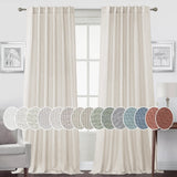 Turquoize Classic Natural Linen Privacy Curtains Light Filtering for Living Room 2 Panels Back Tab, 52" x 63" , Cloud Blue