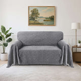 Turquoize Washable Sectional Slipcovers with Geometric Jacquard Pattern Tassel(XX-Large: 91"x 134",White)