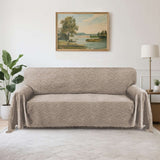 Turquoize Washable Sectional Slipcovers with Geometric Jacquard Pattern Tassel(XX-Large: 91"x 134",White)