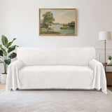Turquoize Washable Sectional Slipcovers with Geometric Jacquard Pattern Tassel(XX-Large: 91"x 134",White)