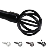 Turquoize Standard Single Adjustable Window Curtain Rod Set 3/4 in Diameter with Round Cage Finials, 28-48 in, Black