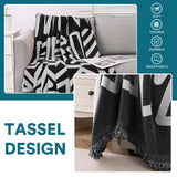 Turquoize Boho Chenille Couch Cover Washable Thick Sofa Protector Pets Friendly Furniture Cover for Large Couch ,71" x 150",Black