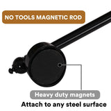 Turquoize 4 Pack Magnetic Curtain Rods Multi-Use Adjustable Petite Cafe Sidelight for Iron and Steel Place (16"-28", Black)