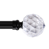 Turquoize Standard Single Rod Curtain Rod Set for Windows 66 to 120 inch, 3/4 inch Diameter with Acrylic Faceted Finials, Pewter