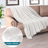 Turquoize Washable Sectional Slipcovers with Geometric Jacquard Pattern Tassel(XX-Large: 91"x 134",White)