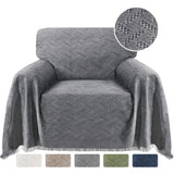 Cotton Sofa Cover Couch Cover Grey Couch Protector Sofa Throw Cover for Couches Washable Sectional Sofa Couch Covers for Dogs Feature Geometrical Woven Jacquard Fabric (91"x 134",XL Sofa)