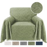 Cotton Sofa Cover Couch Cover Grey Couch Protector Sofa Throw Cover for Couches Washable Sectional Sofa Couch Covers for Dogs Feature Geometrical Woven Jacquard Fabric (91"x 134",XL Sofa)