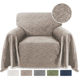 Cotton Sofa Cover Couch Cover Grey Couch Protector Sofa Throw Cover for Couches Washable Sectional Sofa Couch Covers for Dogs Feature Geometrical Woven Jacquard Fabric (91"x 134",XL Sofa)