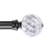 Turquoize Standard Single Rod Curtain Rod Set for Windows 66 to 120 inch, 3/4 inch Diameter with Acrylic Faceted Finials, Pewter