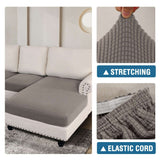 Turquoize 4-Piece Separate Slipcovers Textured Grid Polyester Blend Sectional Couch Sofa Covers for Left/Right L Shape Chaise Lounge Sofa,Taupe 3 Seater + 1 Chaise