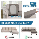 Turquoize 4-Piece Separate Slipcovers Textured Grid Polyester Blend Sectional Couch Sofa Covers for Left/Right L Shape Chaise Lounge Sofa,Taupe 3 Seater + 1 Chaise