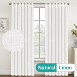 FantasDecor Natural Linen Curtains 84 Inch Length Tab Top Linen Sheer Curtain Panels Elegant Linen Textured Curtains for Living Room Energy Efficient Linen Drapes, 2 Panels, 52W X 84L, Natural